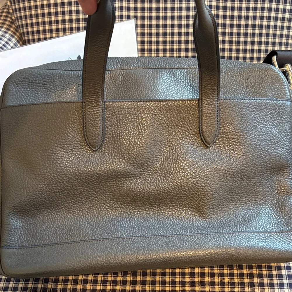 Coach Dark Gray pebbled Leather Men's Briefcase; grey black
